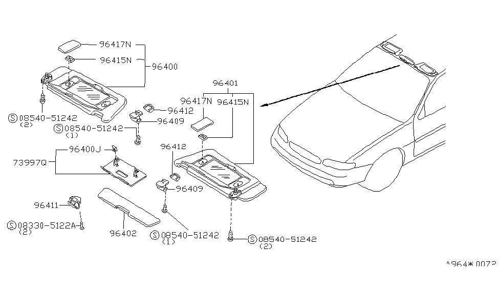 Infiniti 96411-10Y03 Holder-SUNVISOR,Center