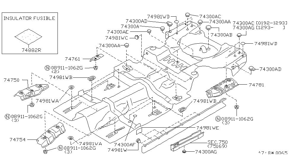 Infiniti 74772-10Y00 INSULATOR-Heat,Trunk Floor