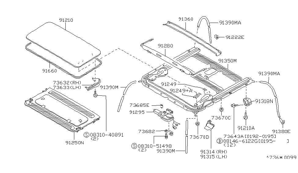 Infiniti 91250-10Y03 Shade Assy-Sunroof