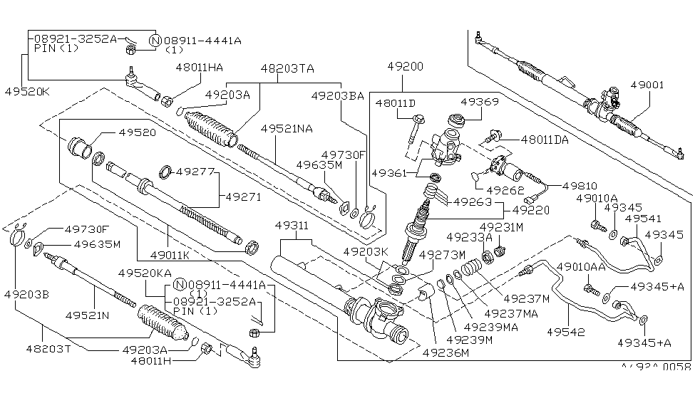 Infiniti 48239-F6100 Seat Spring RETAINER Steering Gear