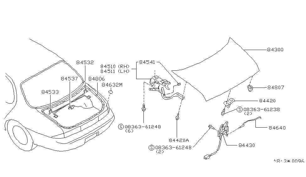 Infiniti 84433-10Y02 Bar-Torsion,Trunk Lid LH