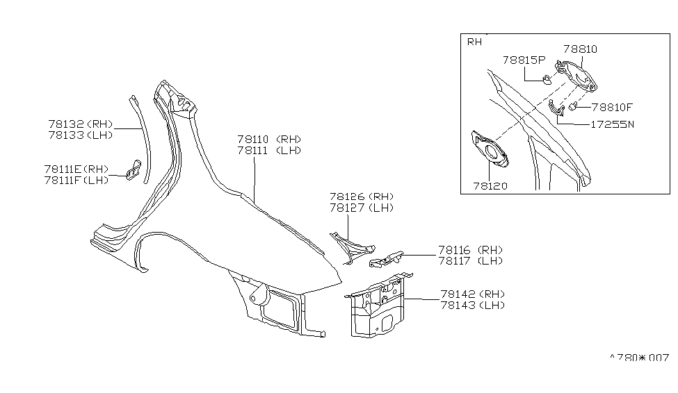 Infiniti 78133-10Y00 Drip-Rear Fender,LH