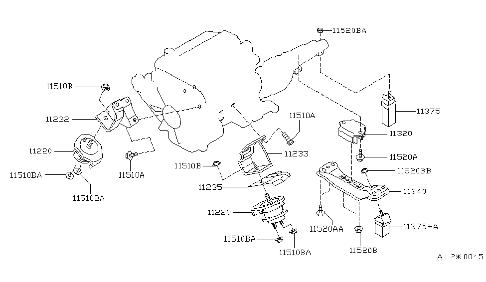 Infiniti 11331-0P000 Member Assy-Engine Mounting,Rear