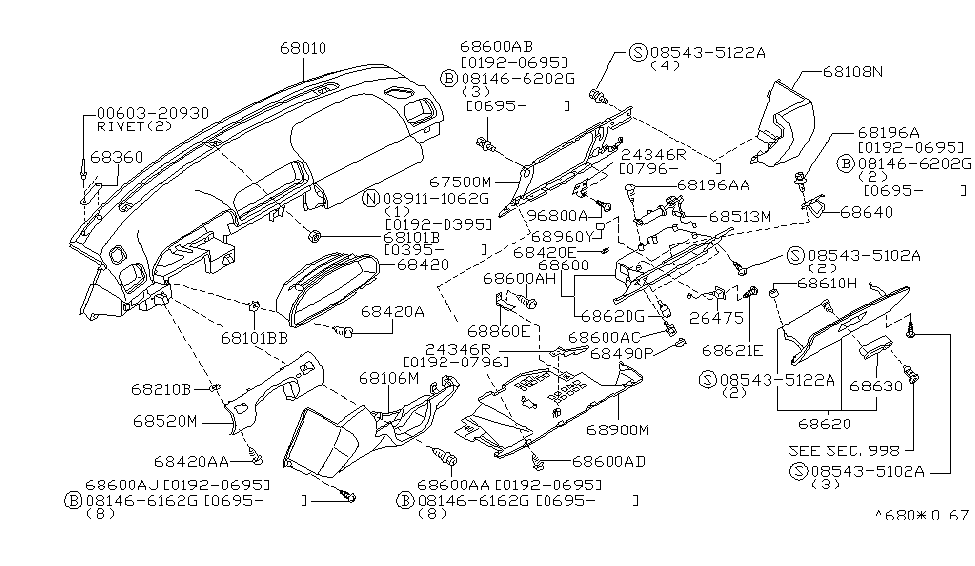 Infiniti 68106-10Y06 Panel-Instrument Lower,Driver