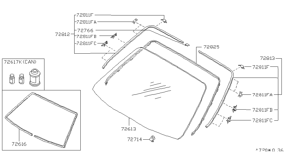 Infiniti 72766-10Y00 Joint-Windshield Molding