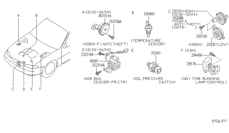 Infiniti J8581-10Y00 Sensor-Air Bag,Front Center