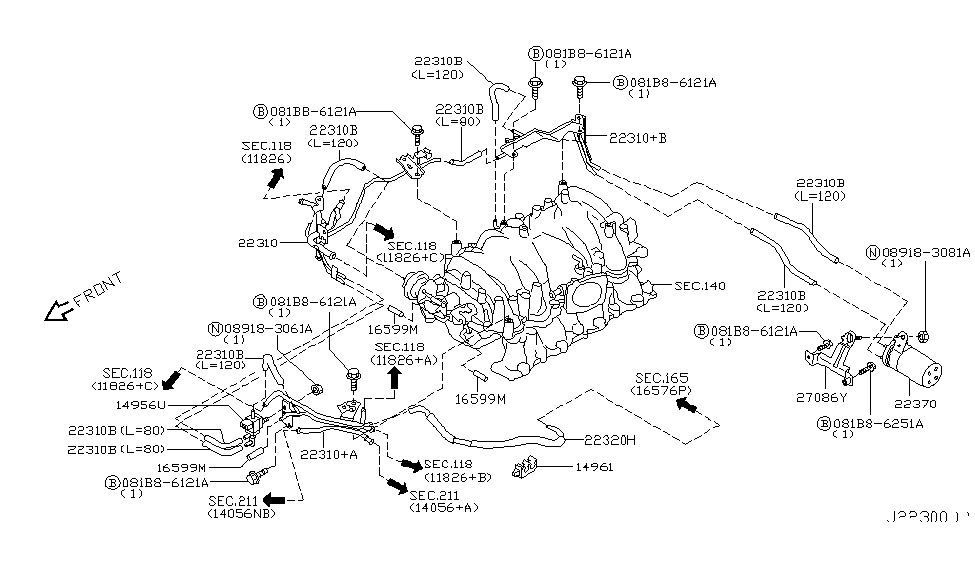 Infiniti 22320-CL70A Hose-Vacuum Control,B