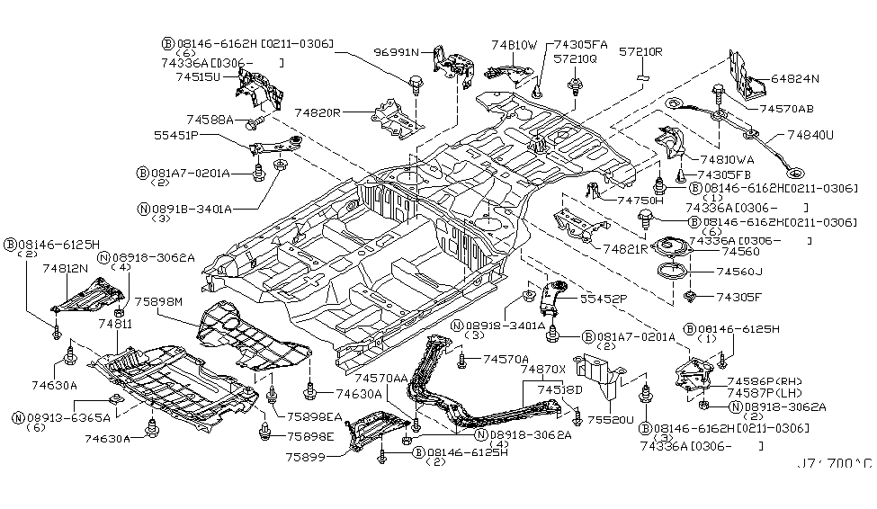 Infiniti 748B0-CG000 GUSSET-Floor Rear RH