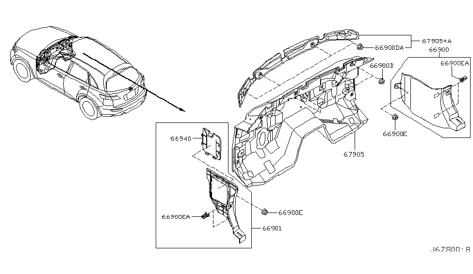 Infiniti 66900-CL70B Finisher-Dash Side,RH