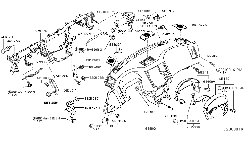 Infiniti 67503-CL70A Protector Assembly-Knee,LH Lower