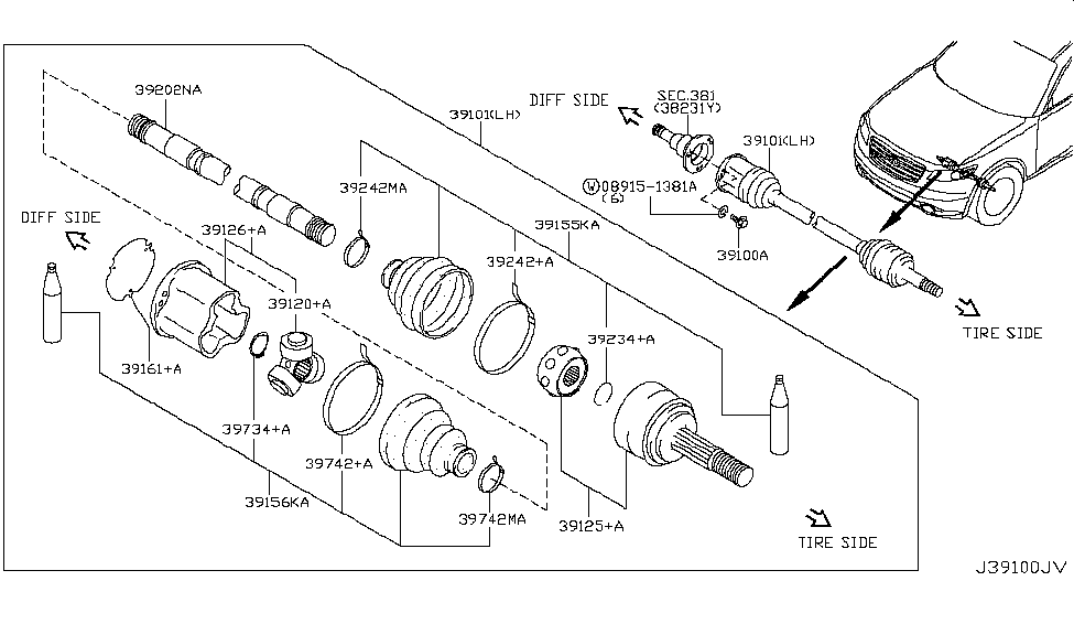 Infiniti 39234-CG000 Circlip-Drive Shaft