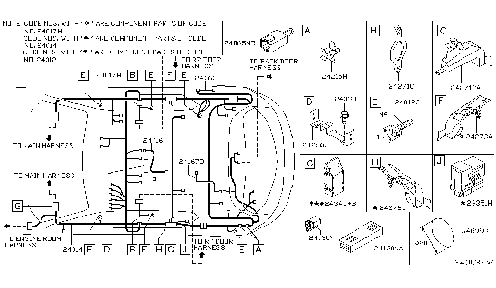 Infiniti 24016-CG000 Harness Assembly-Console