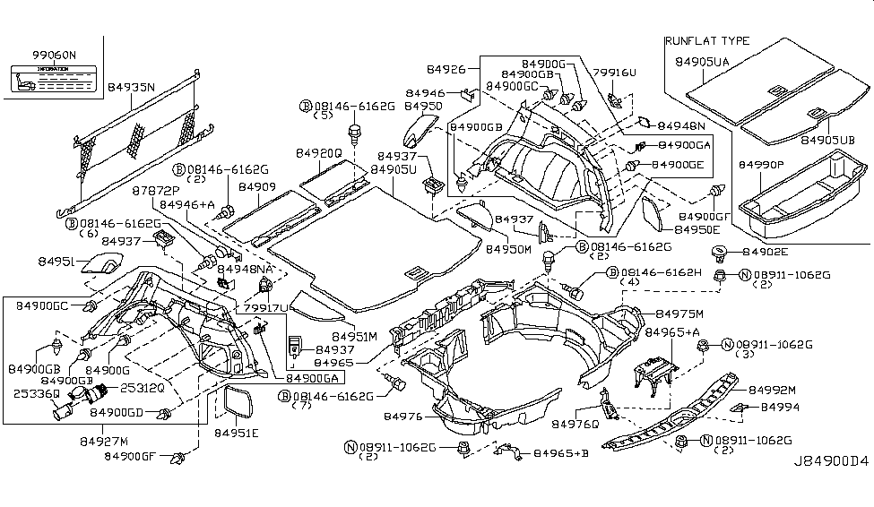 Infiniti 84905-CG702 Finisher Assy-Luggage Floor,Center Rear