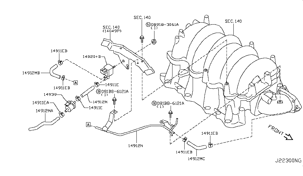 Infiniti 14912-CL70B Hose-EVAPORATOR Control