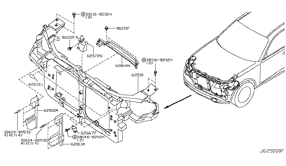Infiniti 625D2-CL70A Bracket-Front Bumper 625D2-CL70A Infiniti Bracket-Front Bumper