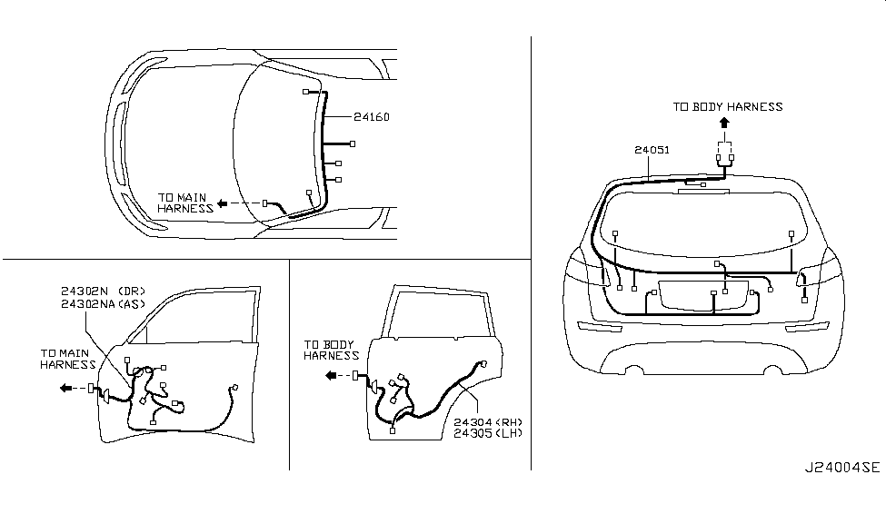 Infiniti 24126-CG701 Harness Assembly-Door,Rear