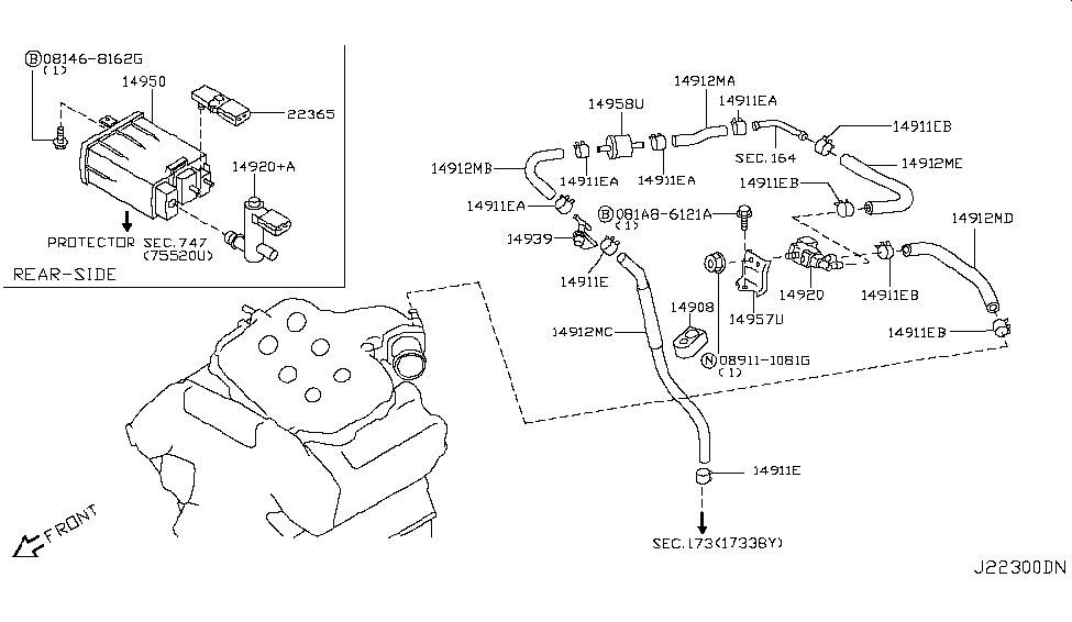 Infiniti 14912-CG203 Hose-EVAPORATOR Control