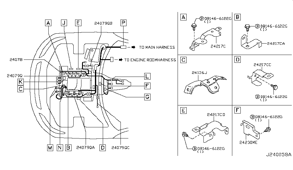 Infiniti 24239-CL80A Bracket-Harness Clip