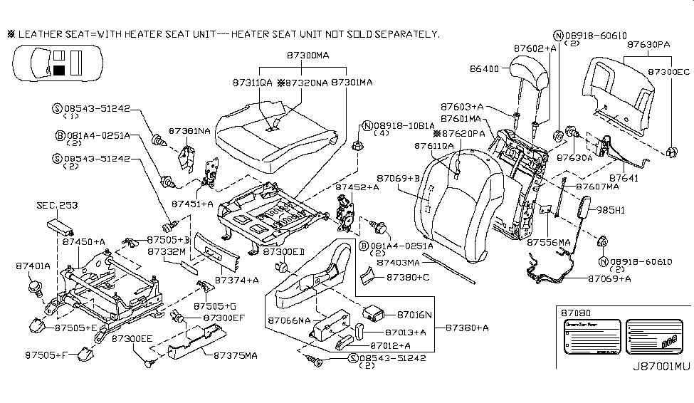 Infiniti 87013-CL75B Knob-Switch,Front Seat RECLINING R