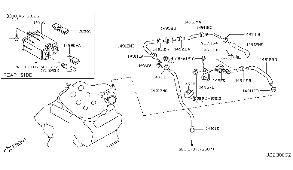 Infiniti 14912-EH015 Hose-Evaporation Control