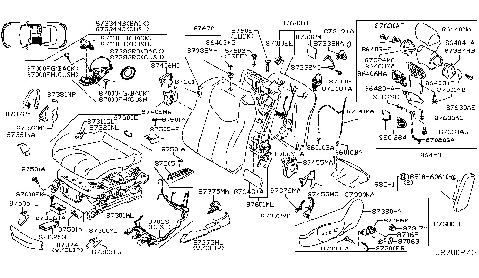 Infiniti 87069-JL13A Harness-Front Seat LH