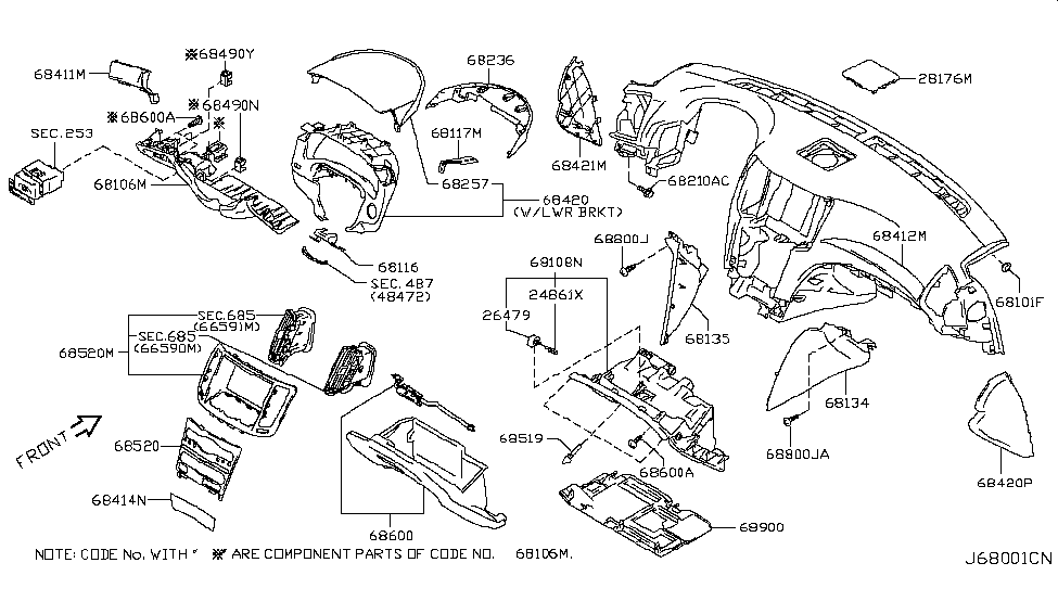 Infiniti 68116-JK60A Bracket-Meter & Cluster Mounting