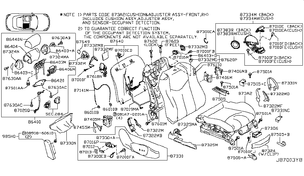 Infiniti 87339-JL00A Finisher Assy-Cushion,Front Seat RH