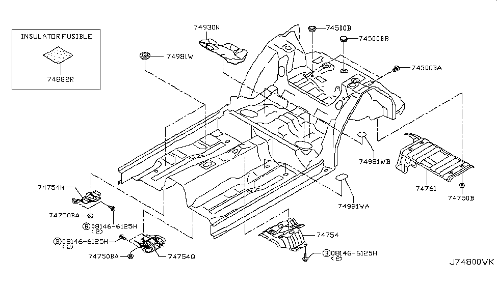 Infiniti 74931-JJ50A Insulator-Floor