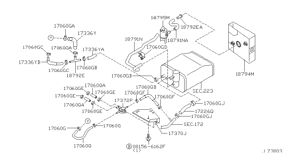 Infiniti 17336-7J110 Hose-Evaporation