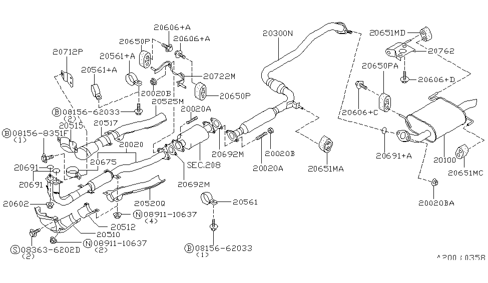 Infiniti 20712-58Y02 Bracket-Exhaust Tube Mounting