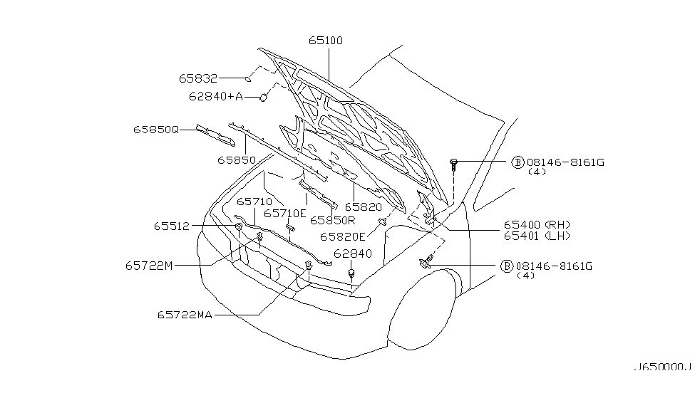 Infiniti 65820-2J000 Seal-Hood,Front RH