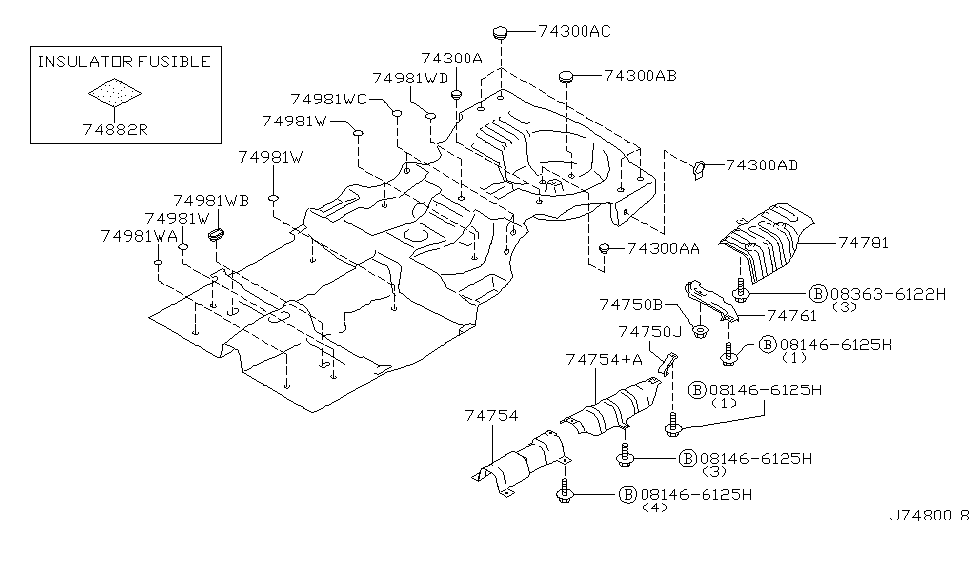 Infiniti 74772-2J000 INSULATOR-Heat,Trunk Floor