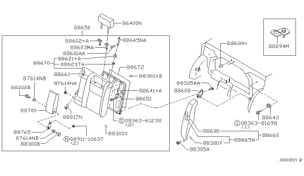 Infiniti 88608-2J010 Bracket Assembly-Rear Seat Back,Side LH