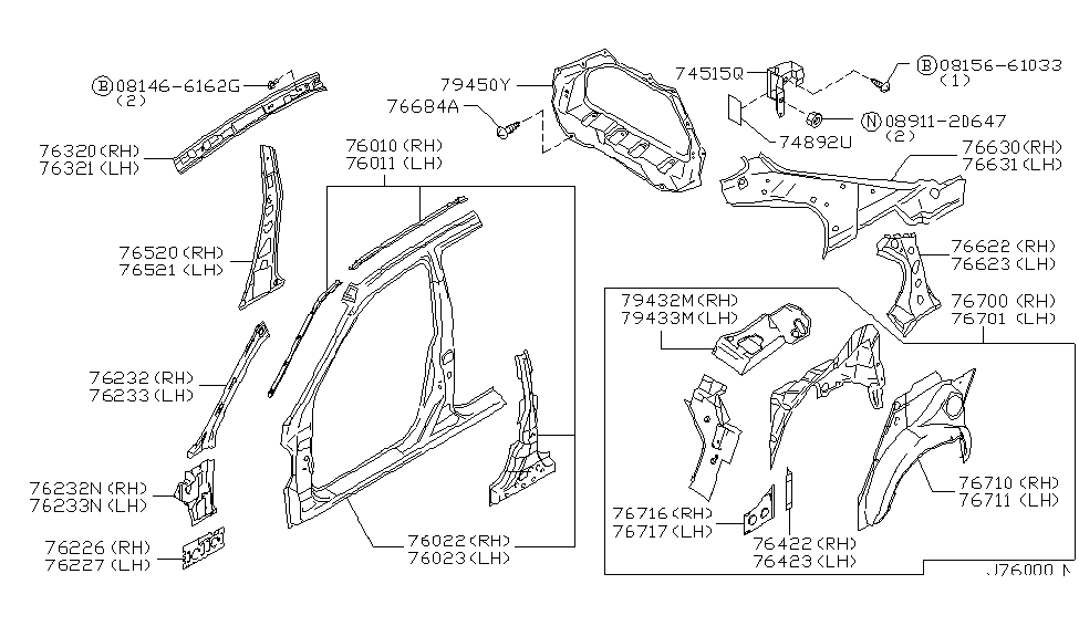 Infiniti 76443-3J130 Plate-Closing,SILL LH