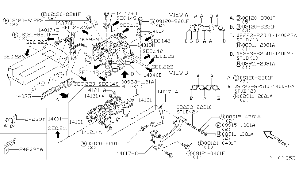 Infiniti 14017-7J406 Support-Manifold