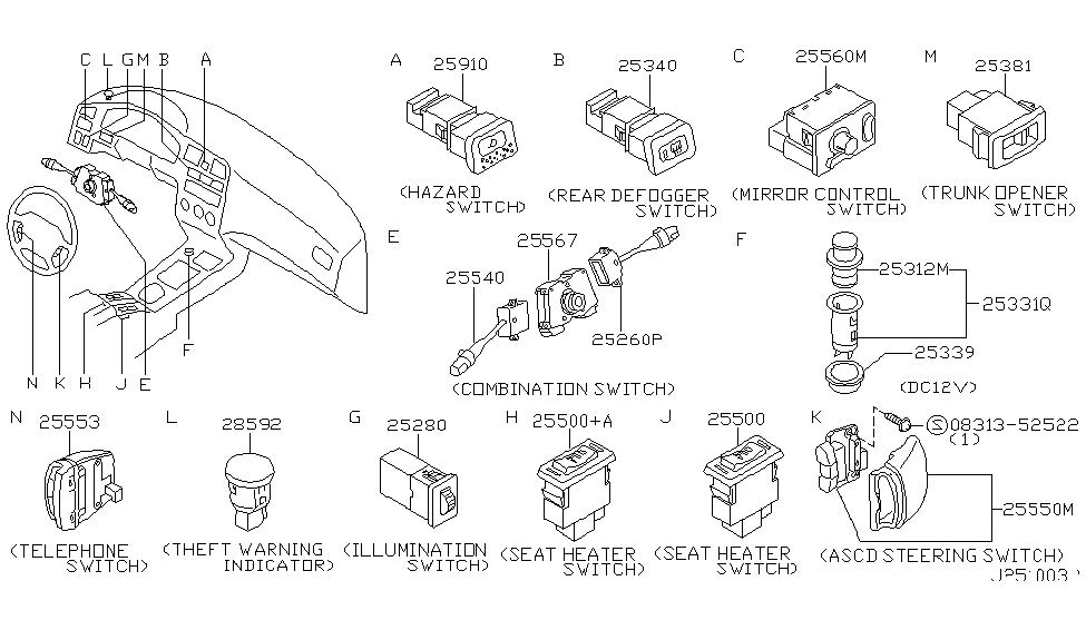 Infiniti 25553-7J100 Switch-Telephone