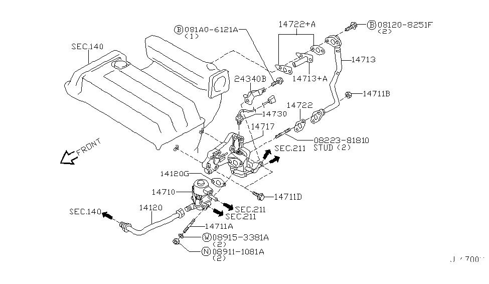 Infiniti 14722-5U010 EGR Guide Tube Gasket