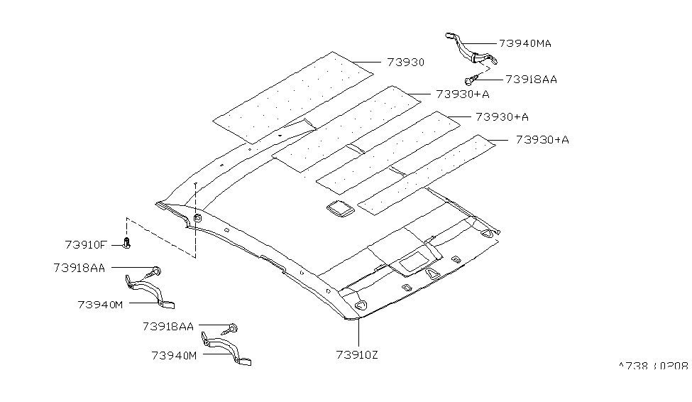 Infiniti 73931-4E100 INSULATOR-Roof