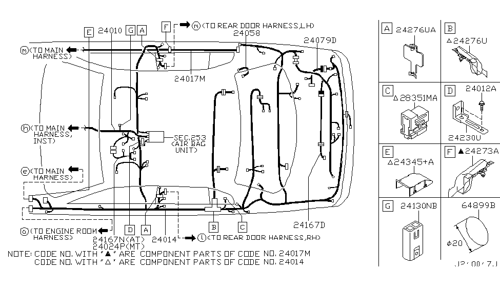 Infiniti 24019-AM801 Harness-Switch