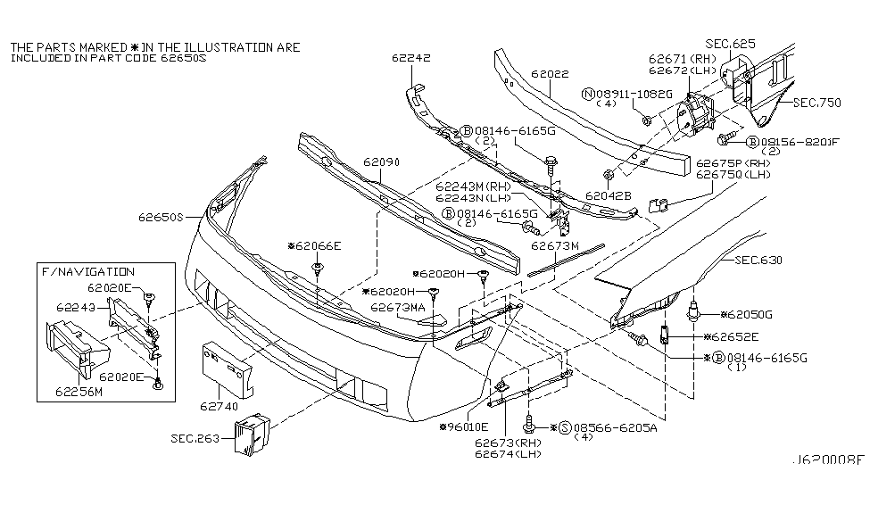 Infiniti 62050-AG000 Bracket-Front Bumper Upper, RH