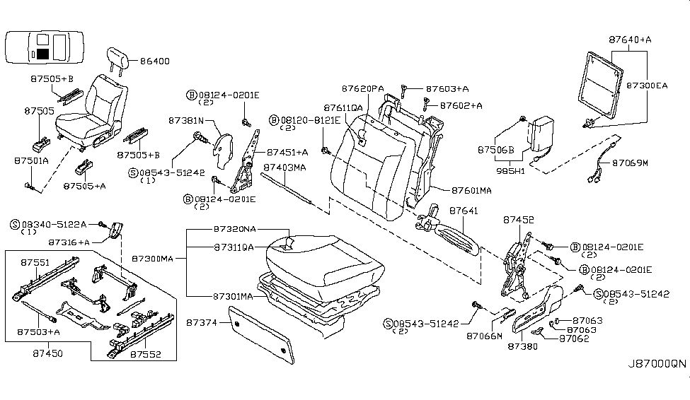 Infiniti 87552-CS060 Slide-RH Seat