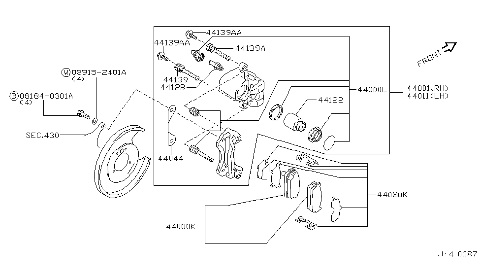 Infiniti 44001-AR000 CALIPER Assembly-Rear RH,W/O Pads Or SHIMS