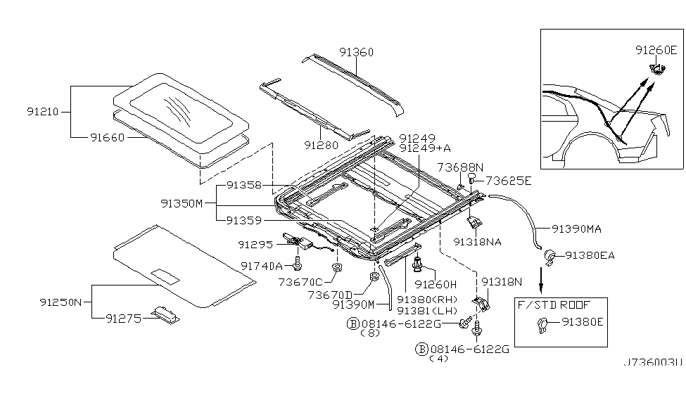 Infiniti 91254-CR015 Stopper-Shade,Rear