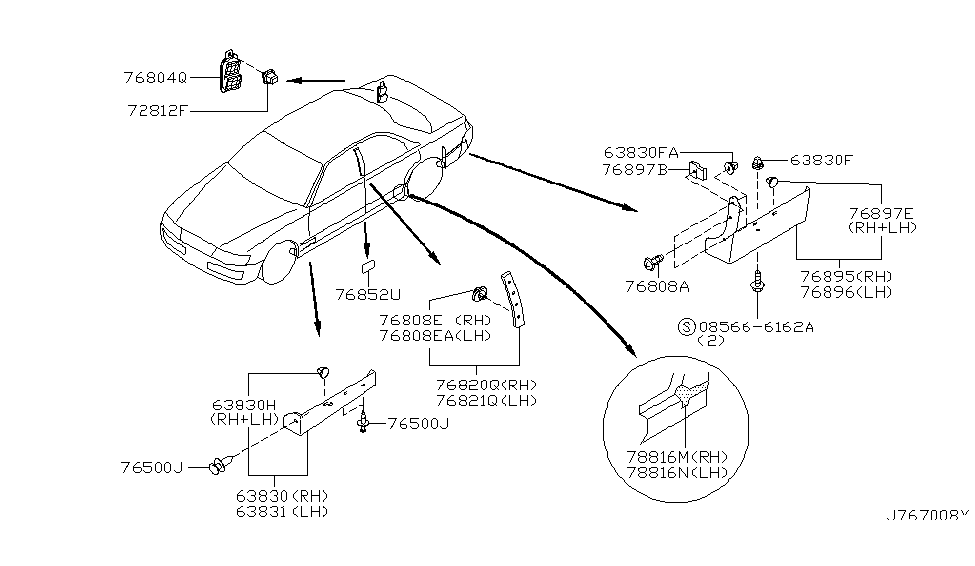 Infiniti 76854-AG000 MUDGUARD-SILL Rear,RH