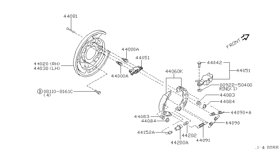 Infiniti 44090-AG000 Spring-Return,Rear Brake Shoe