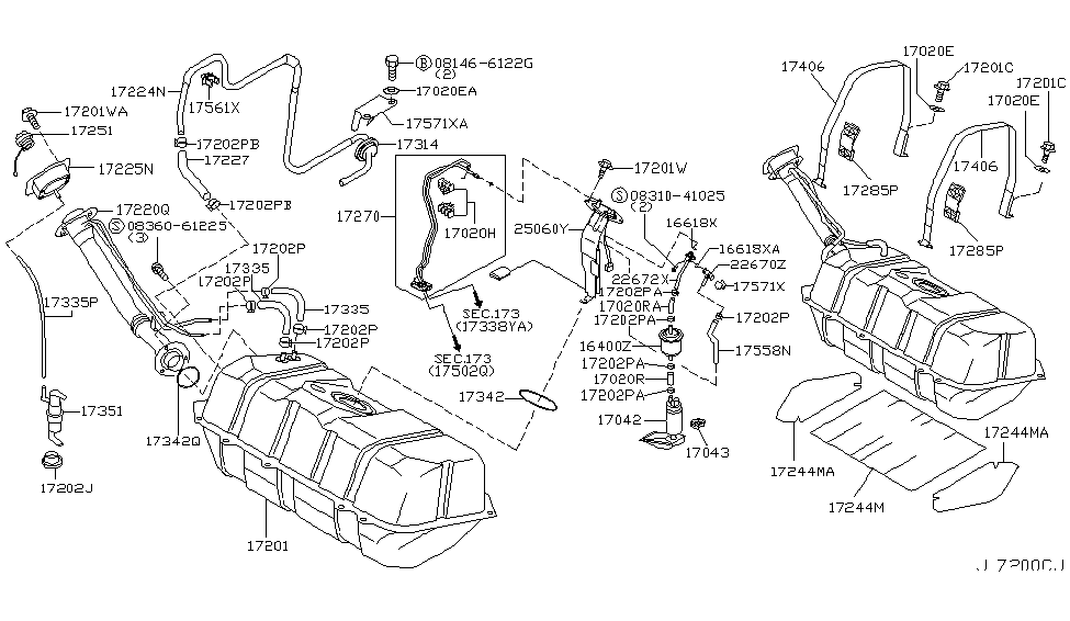 Infiniti 17270-AR000 Tube Assy-Fuel Tank Outlet