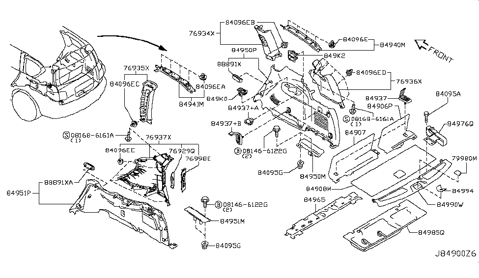 Infiniti 84940-1LA0A FINISHER-Luggage Side Upper RH