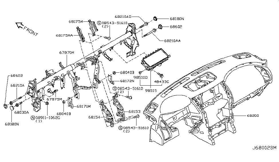 Infiniti 67875-1LA0A Bracket Assy-Hood Lock