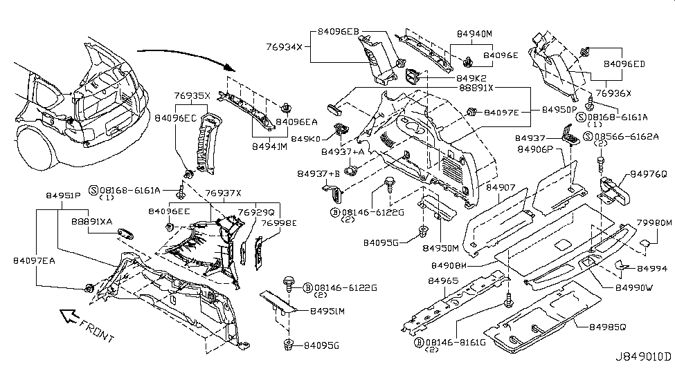 Infiniti 849B6-1LA2A Board Assembly - Luggage Floor, RH