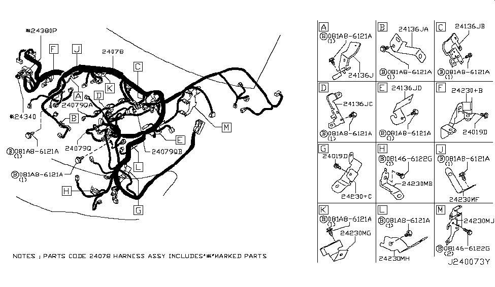 Infiniti 24136-1LA1B Bracket EGI Harness